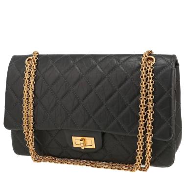 Bolso bandolera Chanel 2.55 en cuero acolchado gris