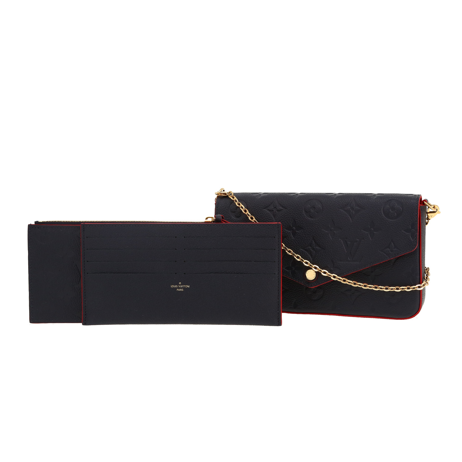 Louis Vuitton Félicie shoulder bag in navy blue empreinte monogram leather - Detail D5