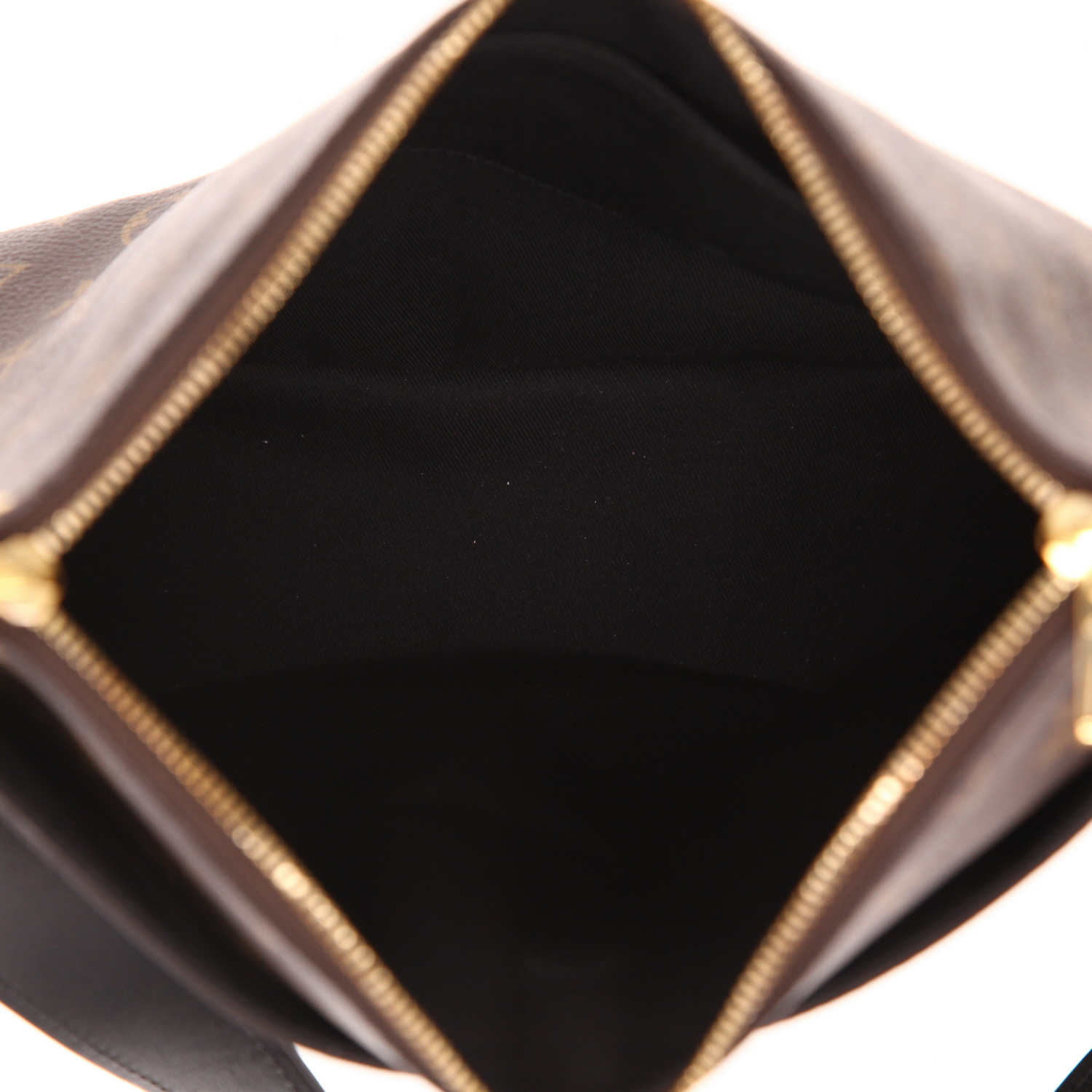 Bolso bandolera Louis Vuitton  Odeon en lona Monogram marrón y cuero negro - Detail D3