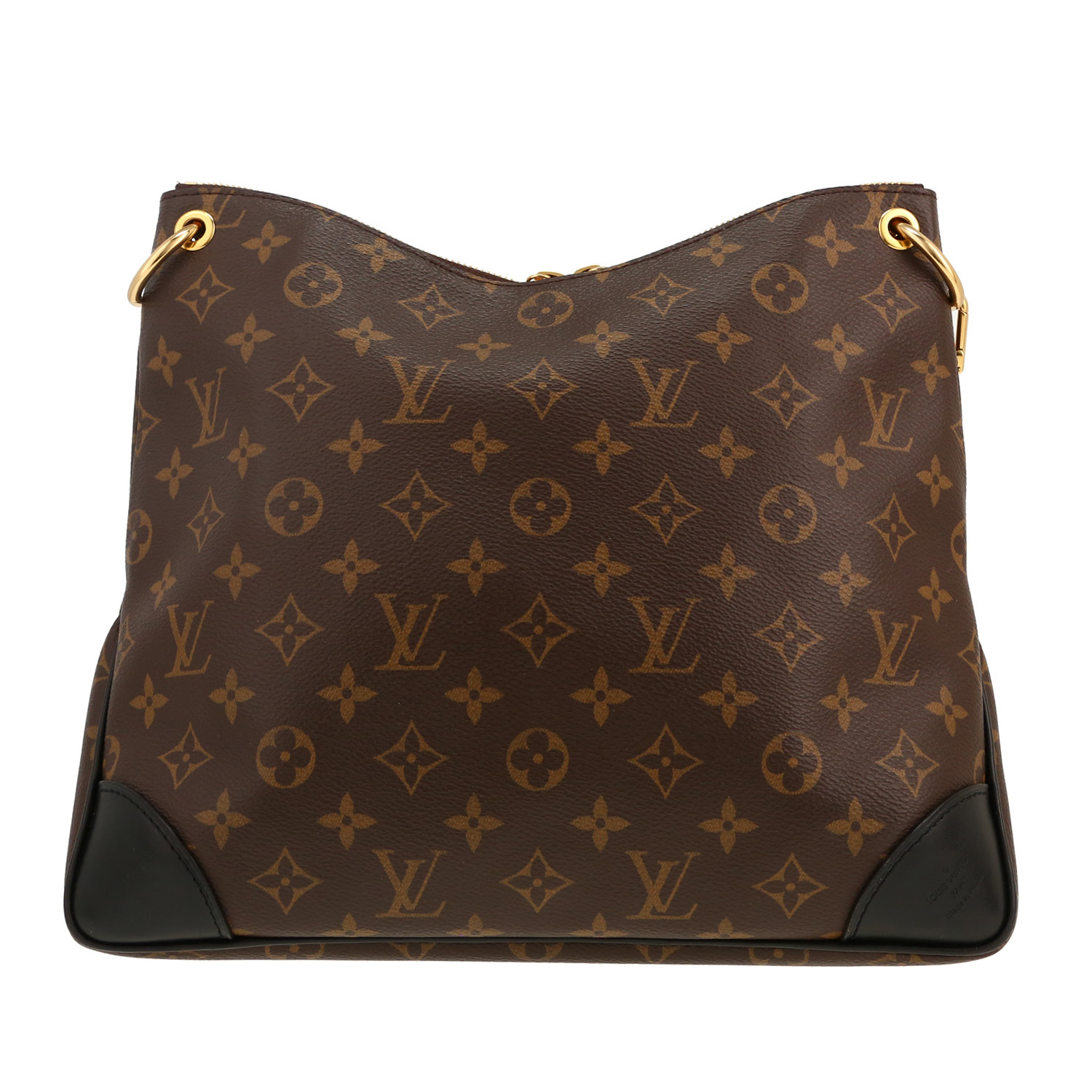 Borsa a tracolla Louis Vuitton  Odeon in tela monogram marrone e pelle nera - Detail D4