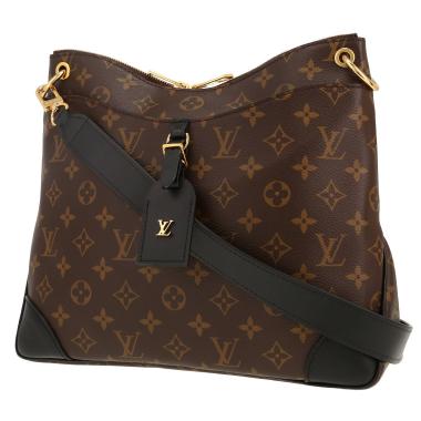 Borsa a tracolla Louis Vuitton  Odeon in tela monogram marrone e pelle nera