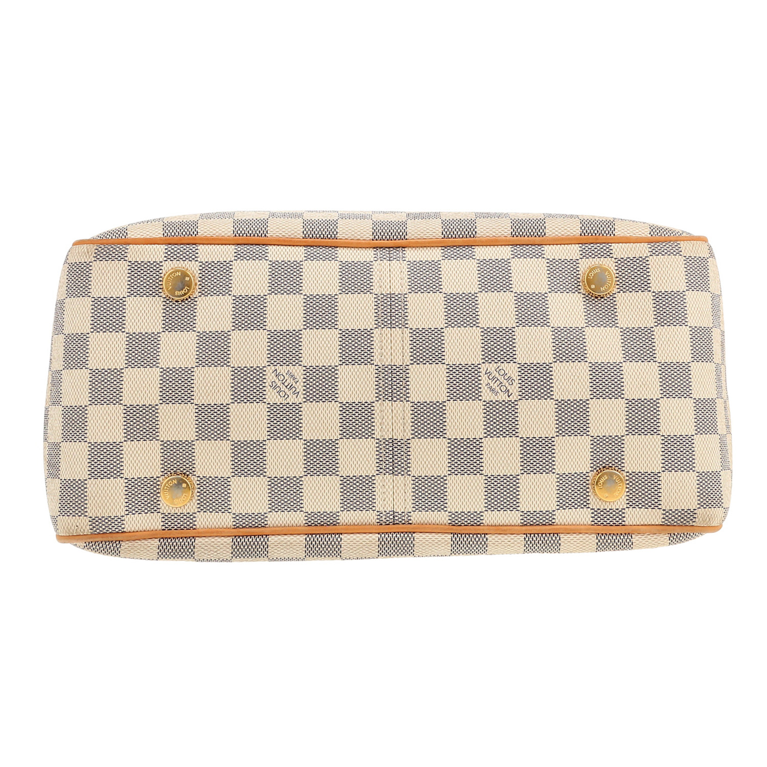 Borsa Louis Vuitton  Figheri in tela a scacchi azzurro e pelle naturale - Detail D1