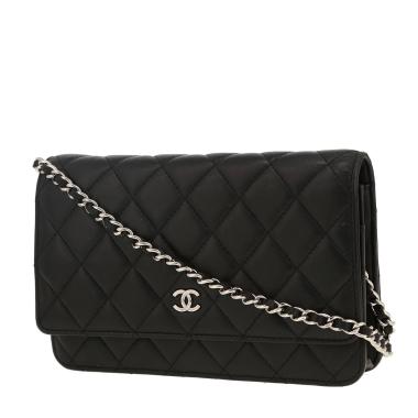 Bolso bandolera Chanel  Wallet on Chain en cuero acolchado negro
