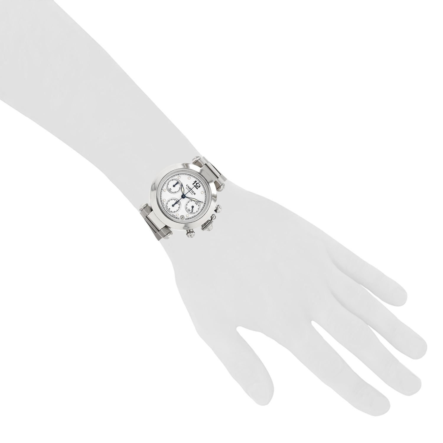 Cartier Pasha Chrono  in stainless steel Ref: Cartier - 2412  Circa 2000 - Detail D1