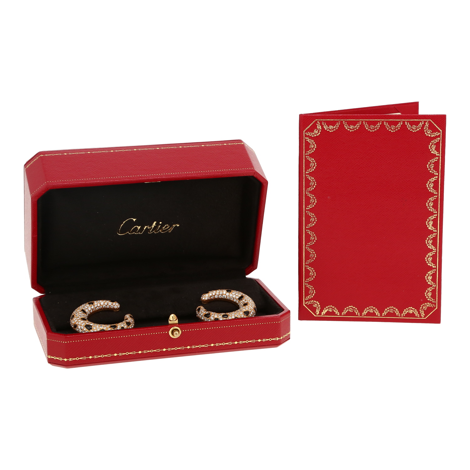 Cartier Panthère hoop earrings in yellow gold, diamonds and onyx - Detail D2