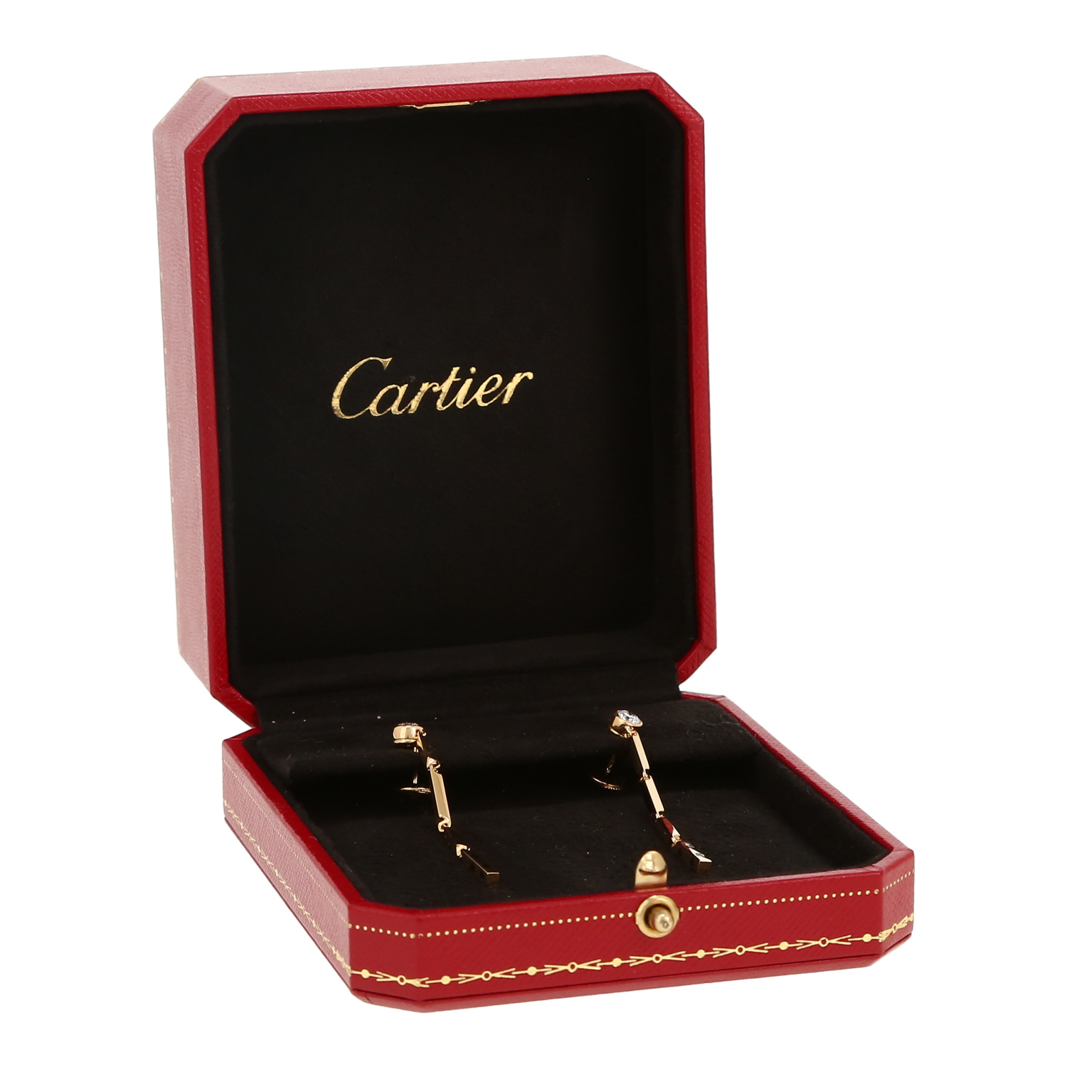 Paire de boucles d'oreilles Cartier Panthère en or jaune, diamants et laque noir - Detail D2