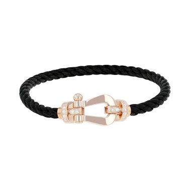 Brazalete Fred Force 10 modelo grande de oro rosa, diamantes y nylon