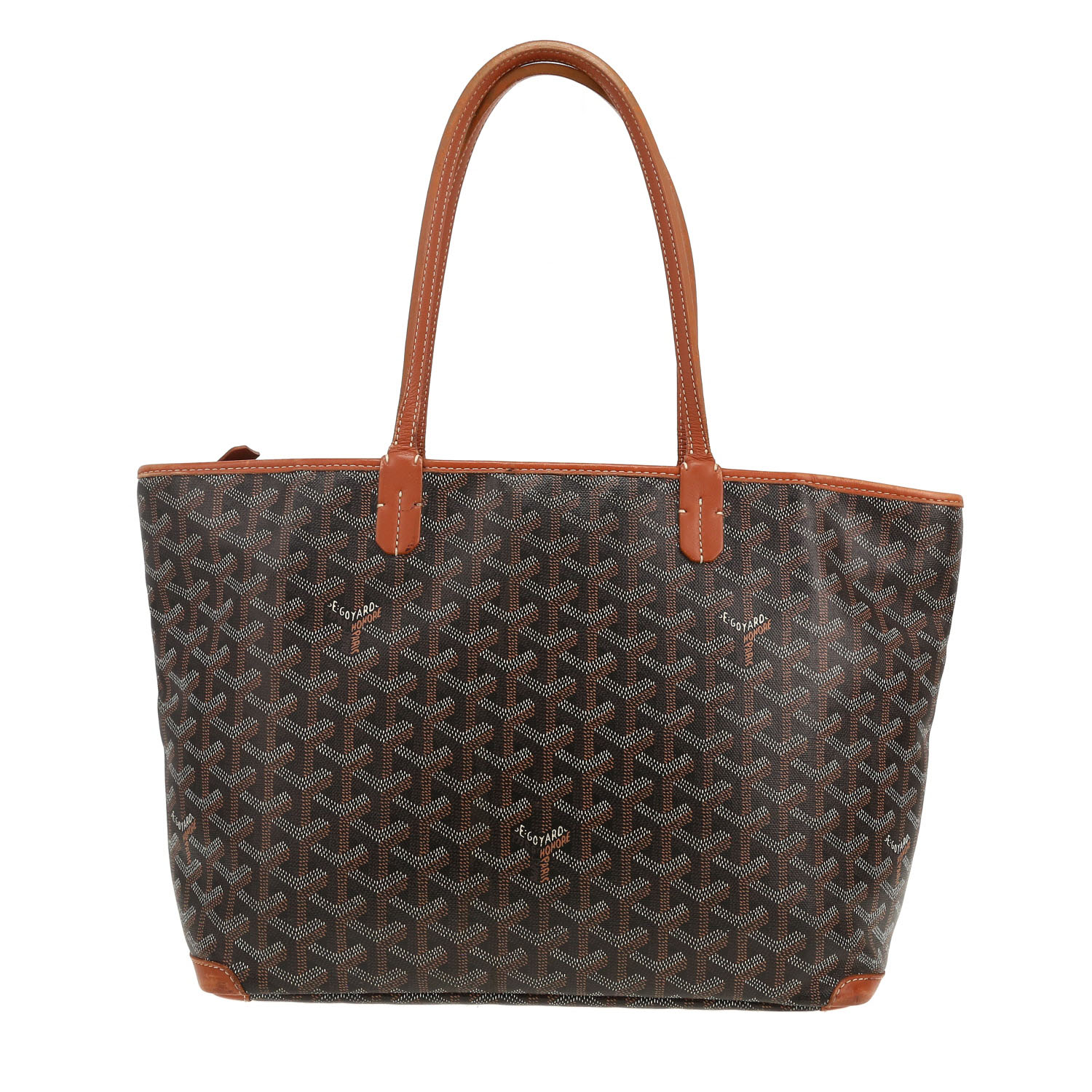 Shopping bag Goyard  Artois in tela Goyardine nera e pelle marrone - Detail D4