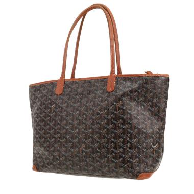 Bolso Cabás Goyard  Artois en tela Goyardine negra y cuero marrón