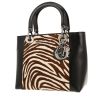 Dior  Lady Dior handbag  in brown and white foal  and black leather - 00pp thumbnail
