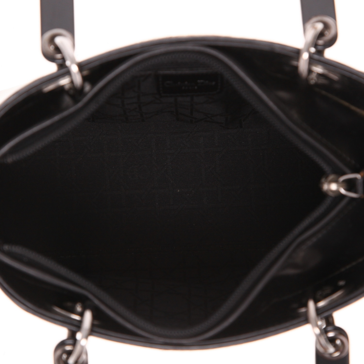 Borsa Dior  Lady Dior in puledro marrone e bianco e pelle nera - Detail D3