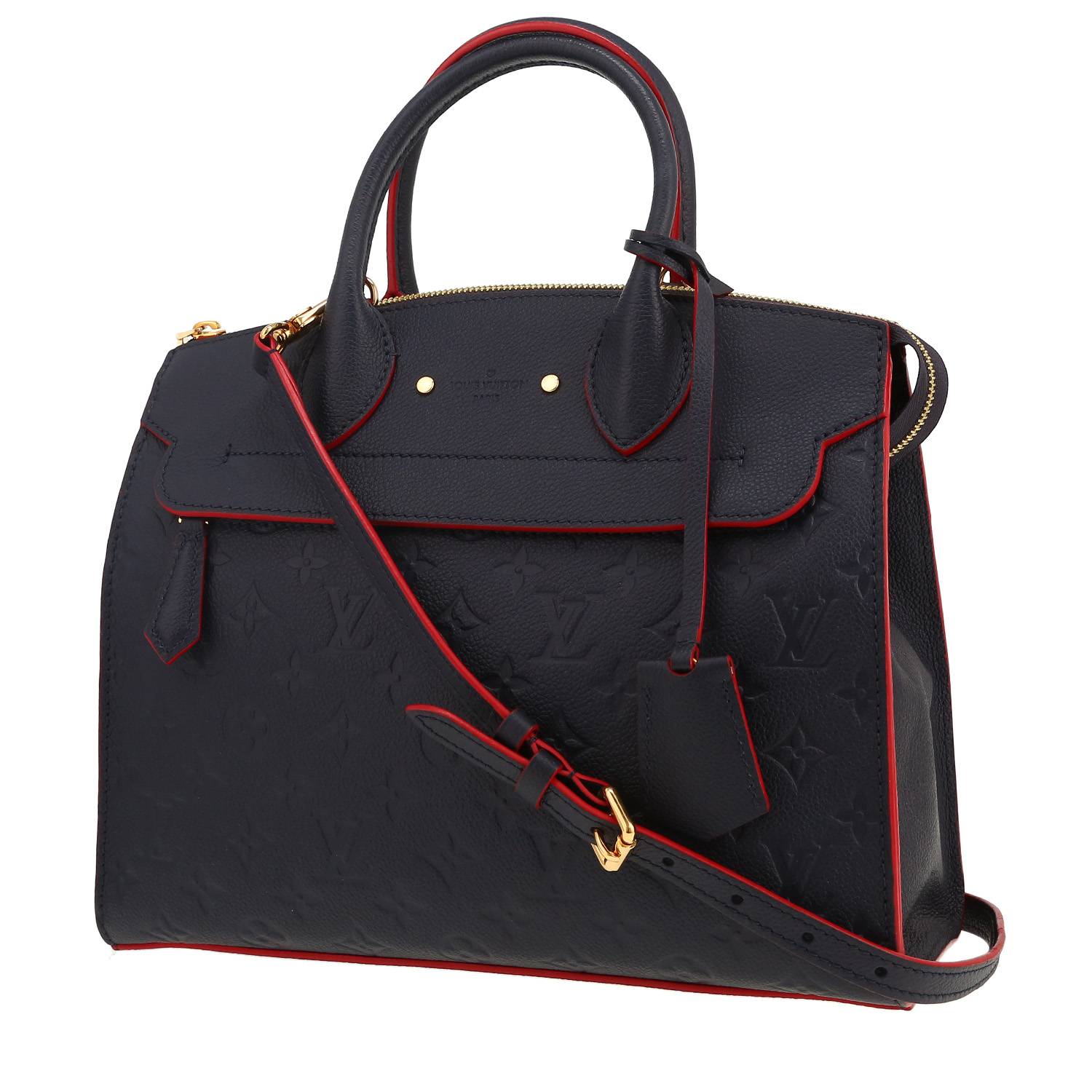Borsa Louis Vuitton  Pont Neuf in pelle monogram con stampa blu marino e rossa