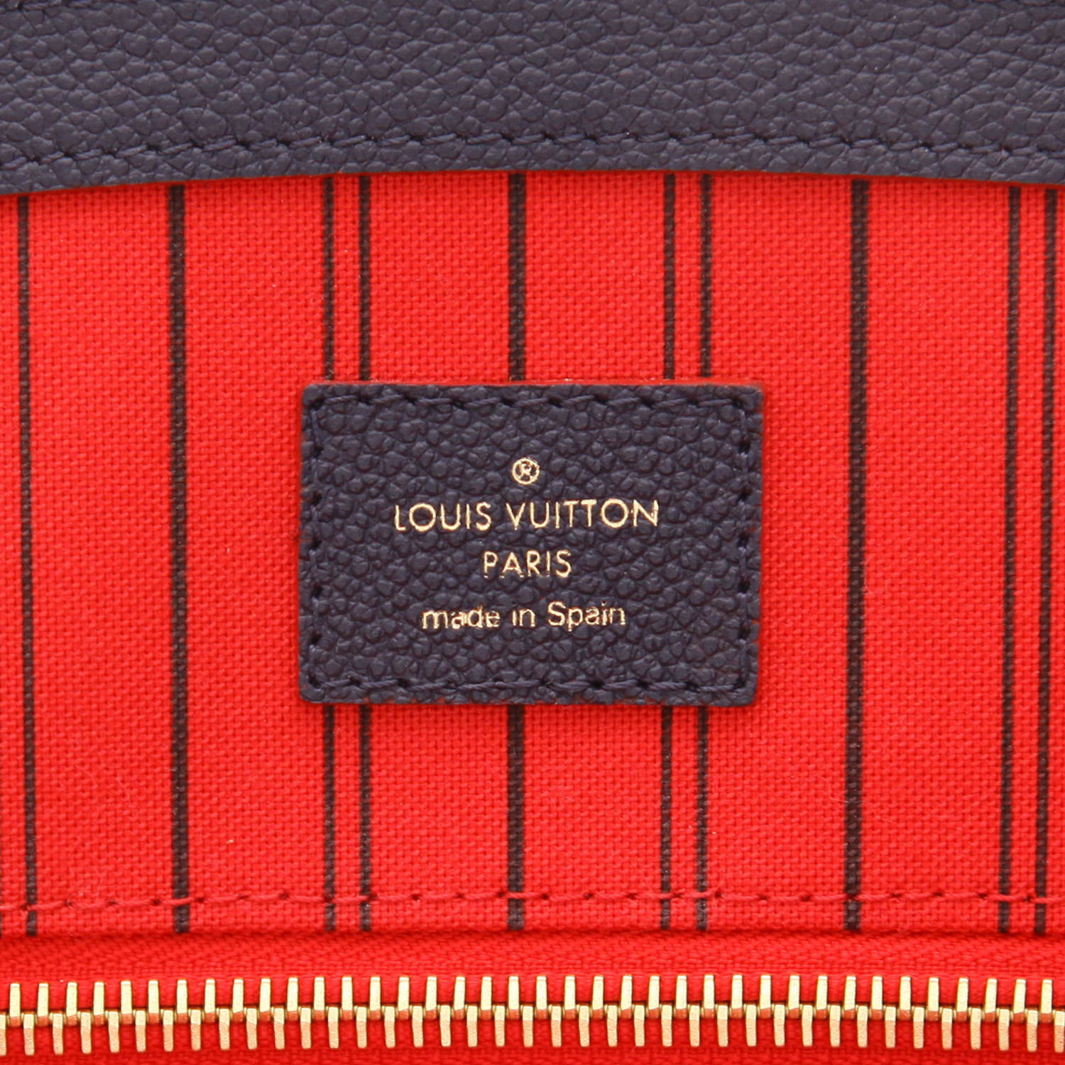 Bolso de mano Louis Vuitton Pont Neuf en cuero monogram huella azul marino y rojo - Detail D2
