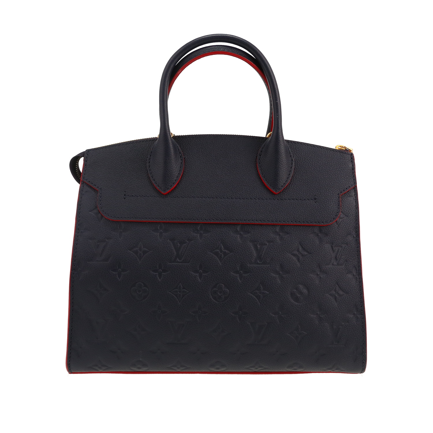 Bolso de mano Louis Vuitton Pont Neuf en cuero monogram huella azul marino y rojo - Detail D4