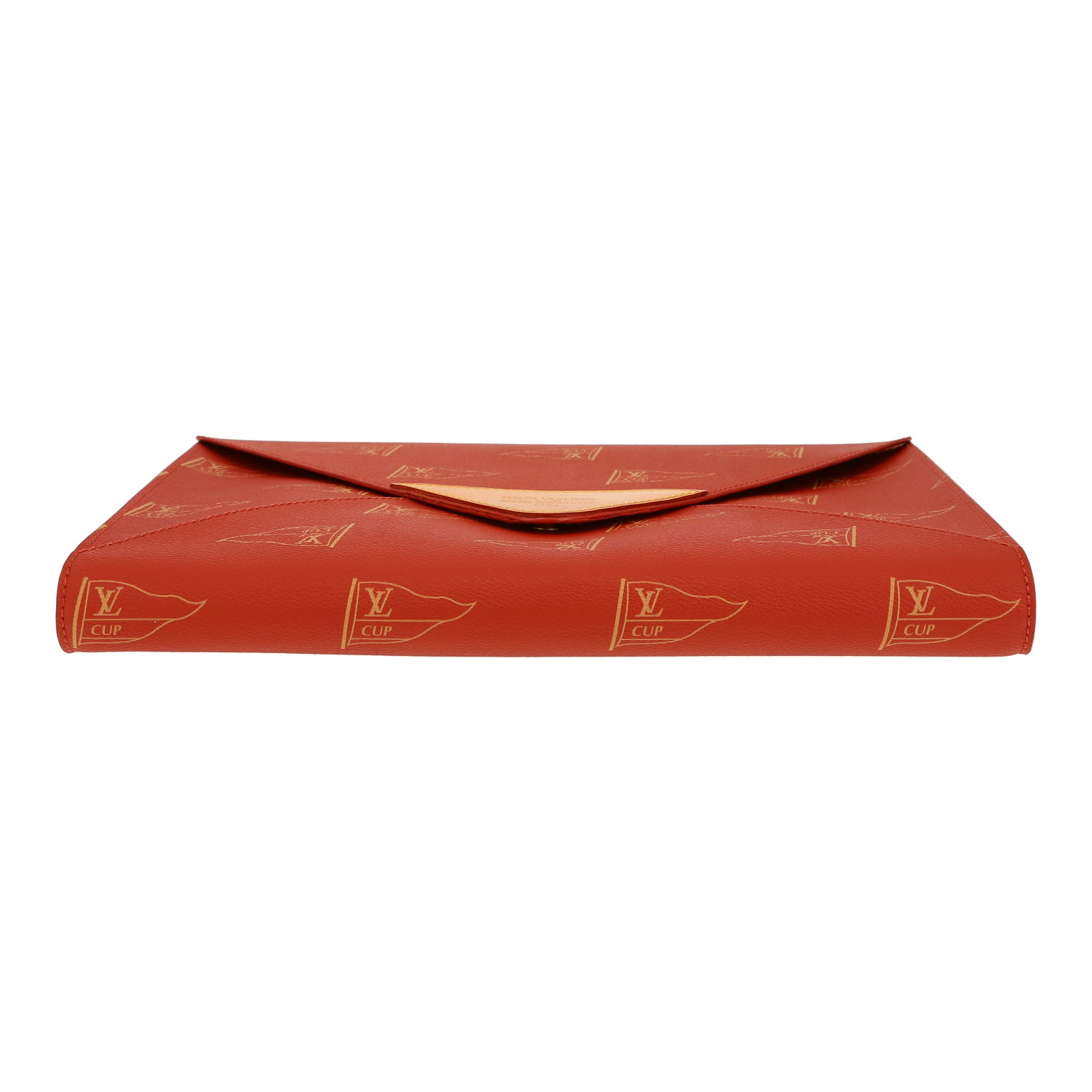 Pochette Louis Vuitton America's Cup en toile monogram enduite rouge et cuir naturel - Detail D1