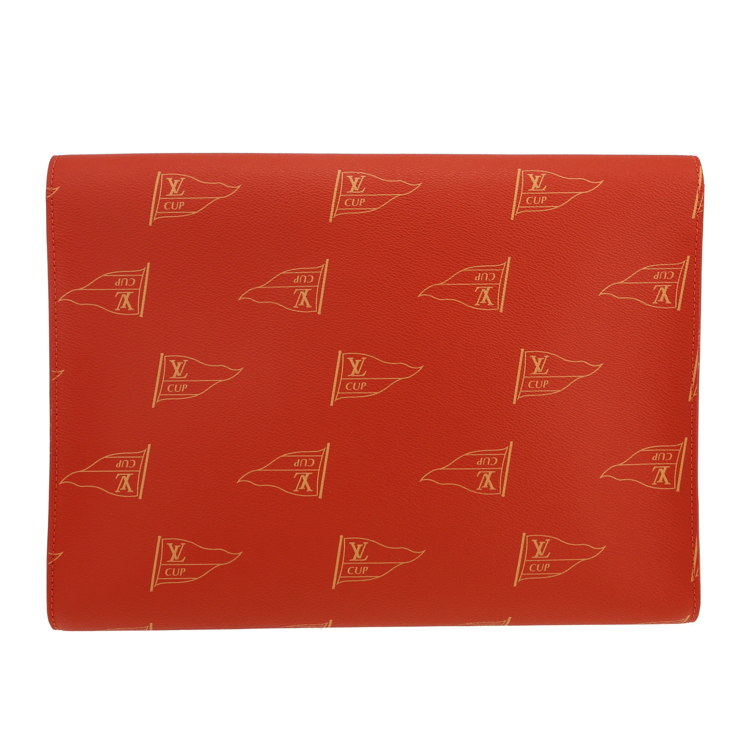 Pochette Louis Vuitton America's Cup en toile monogram enduite rouge et cuir naturel - Detail D4