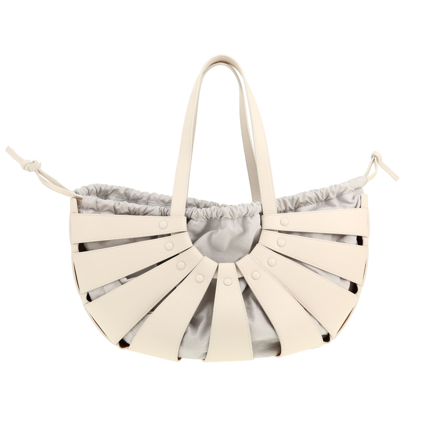 Bottega Veneta The Shell shopping bag in white leather - Detail D4