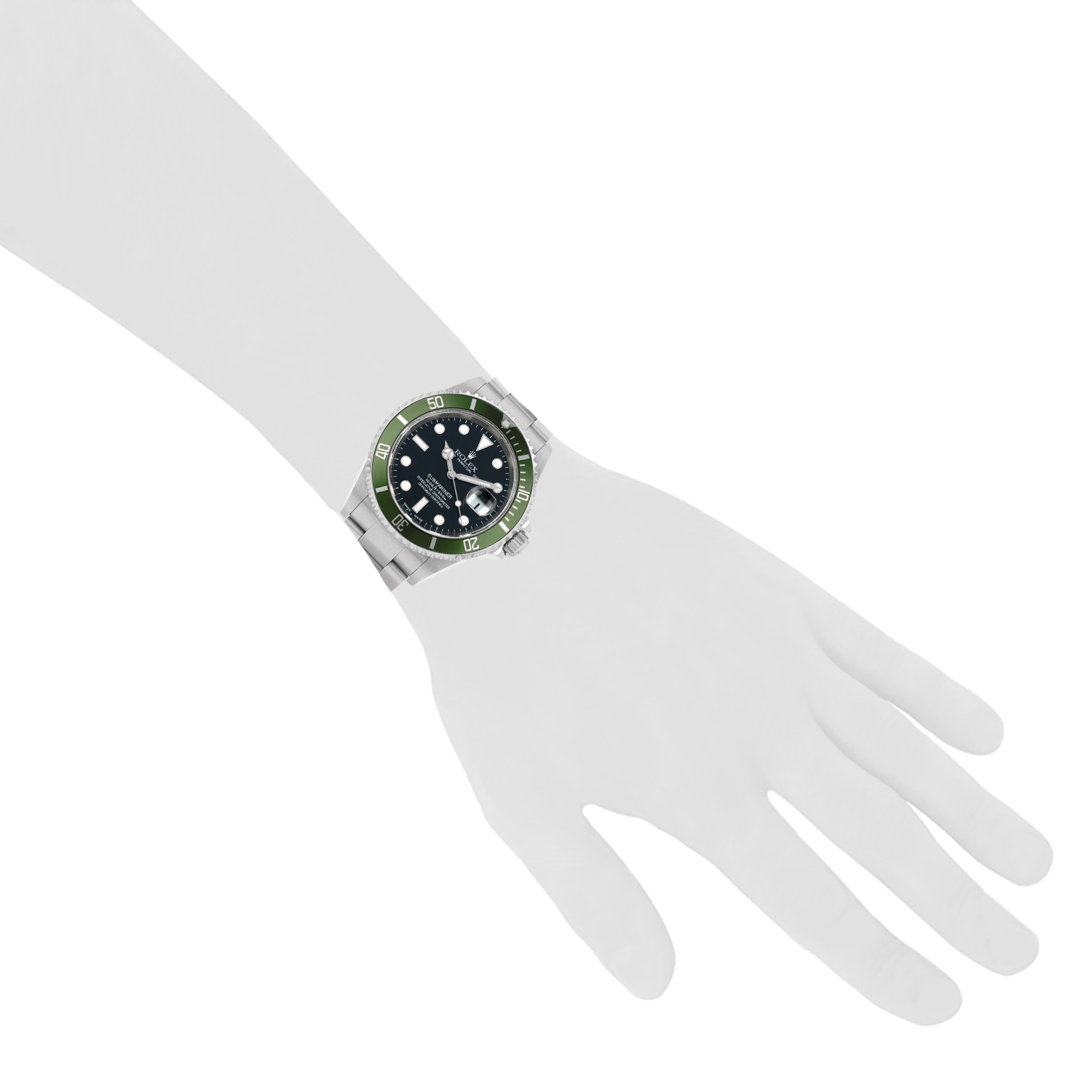 Rolex Submariner Date "Kermit - Mark I - Fat Four" in stainless steel Ref: 16610T Circa 2004 - Detail D1