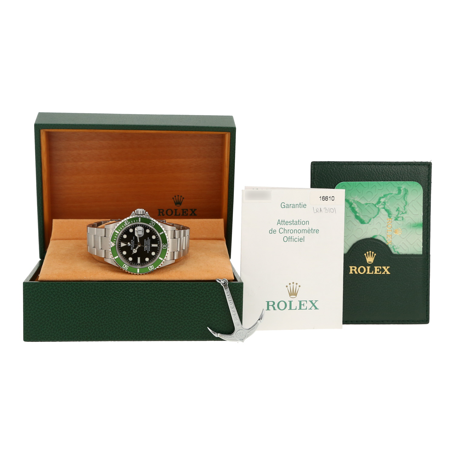 Rolex Submariner Date "Kermit - Mark I - Fat Four" in stainless steel Ref: 16610T Circa 2004 - Detail D2