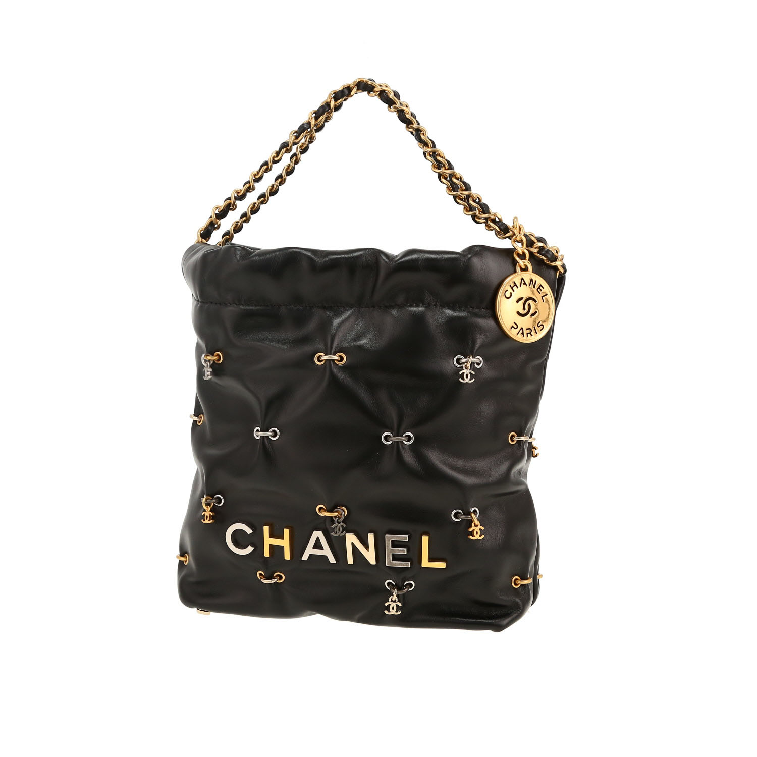 Borsa a tracolla Chanel  22 mini  in pelle nera - Detail D4