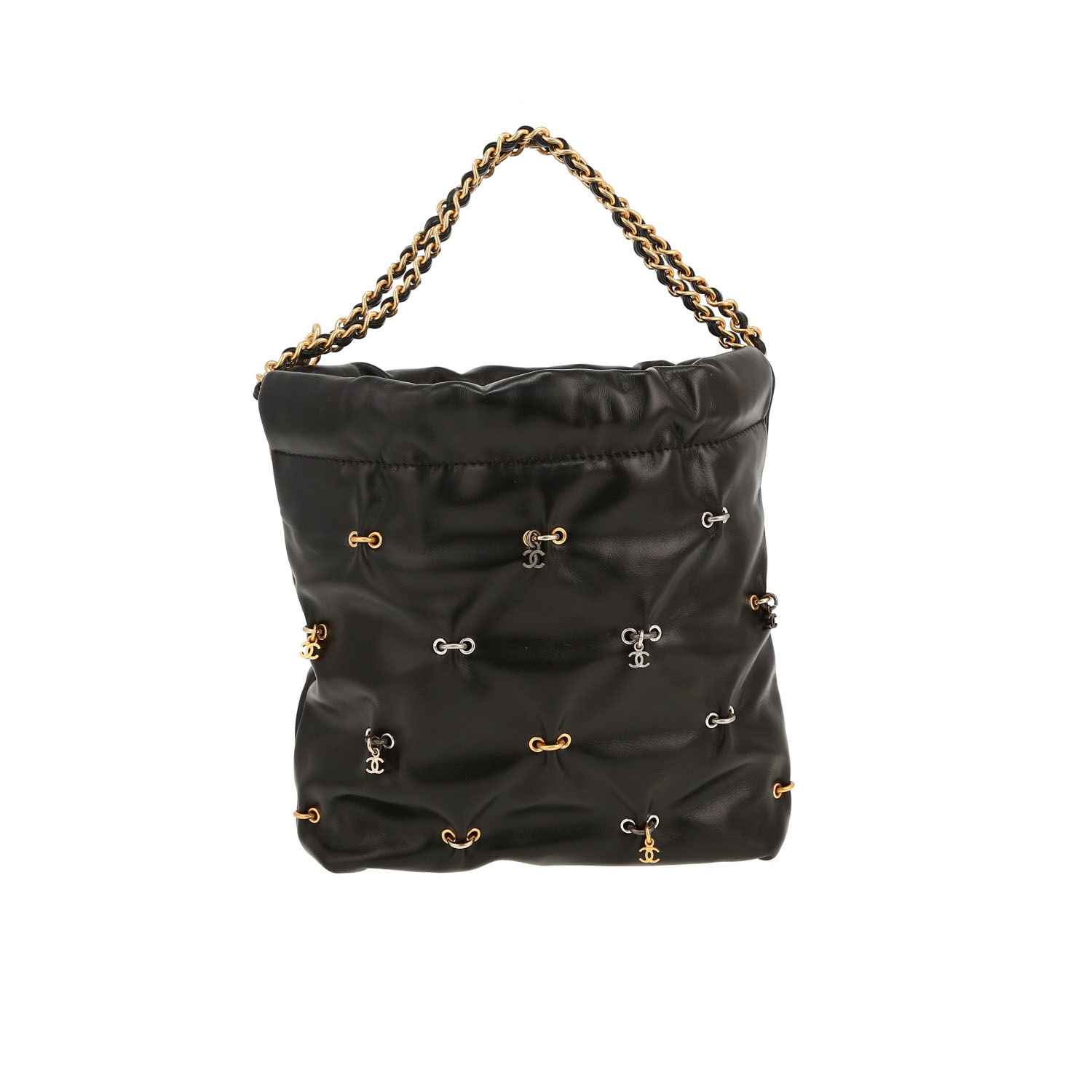 Sac bandoulière Chanel  22 mini  en cuir noir - Detail D5