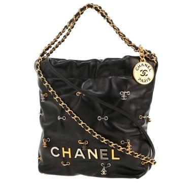 Chanel  22 mini  shoulder bag  in black leather