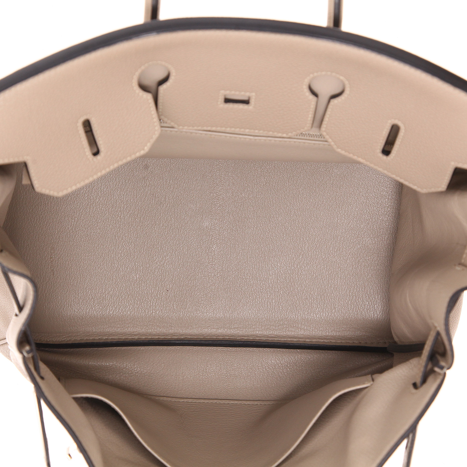 Hermès  Birkin 35 cm handbag  in tourterelle grey togo leather - Detail D3