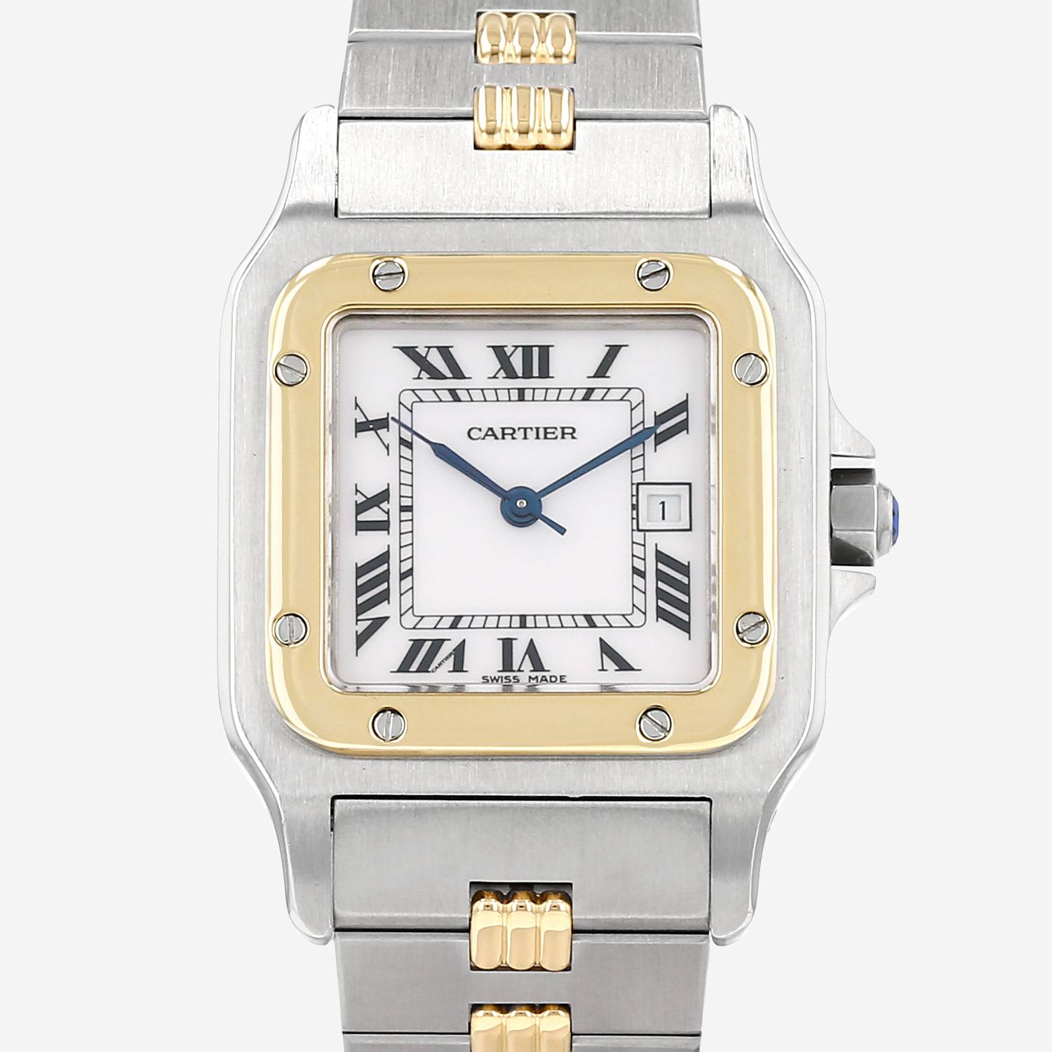 Orologio Cartier Santos modello medio  in oro e acciaio Ref: Cartier - 2961  Circa 1990