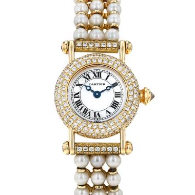 Montre Cartier Diabolo Joaillerie en or jaune Ref: Cartier - 1471  Vers 1990