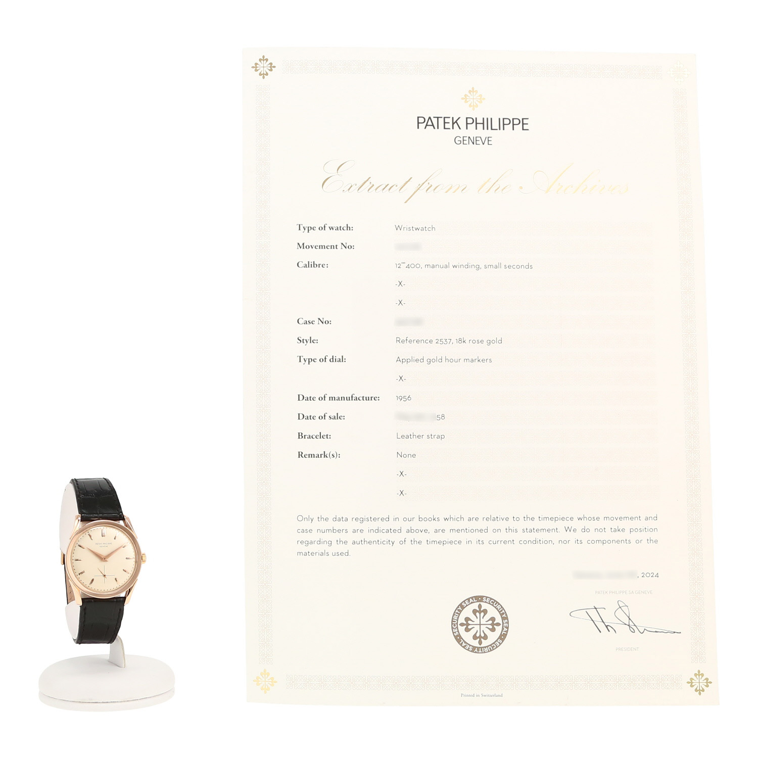 Montre Patek Philippe Calatrava en or rose Ref: Patek Philippe - 2537  Vers 1958 Montre Patek Philippe Calatrava en or rose Ref: Patek Philippe - 2537  Vers 1958