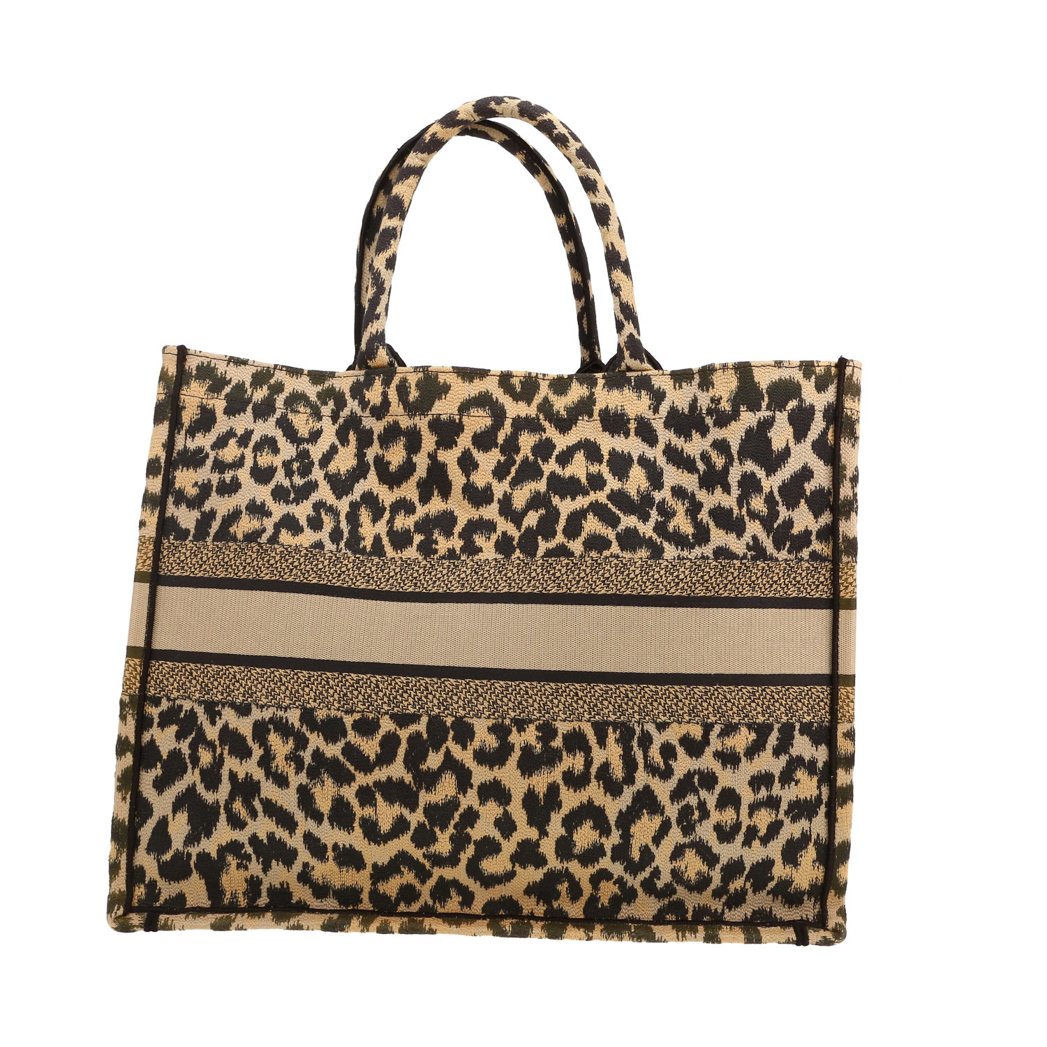 Sac cabas Dior  Book Tote en toile beige et noire - Detail D4