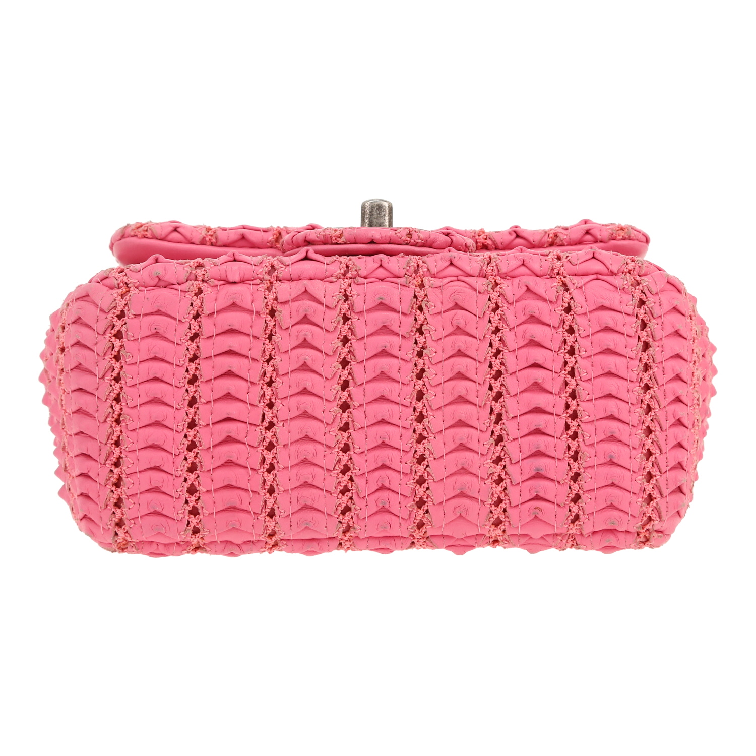 Borsa a tracolla Chanel  Mini Timeless in pelle intrecciata rosa - Detail D1