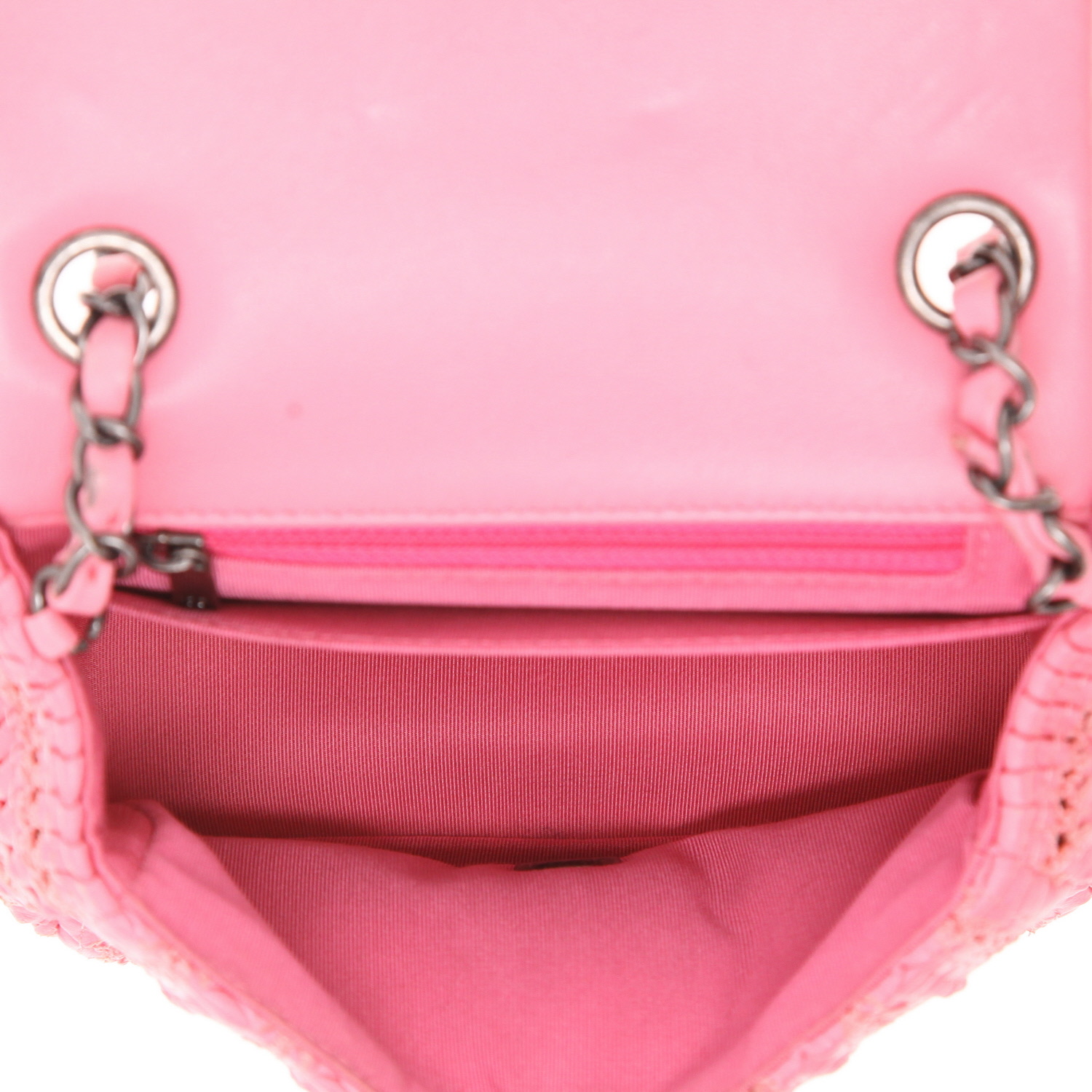 Borsa a tracolla Chanel  Mini Timeless in pelle intrecciata rosa - Detail D3
