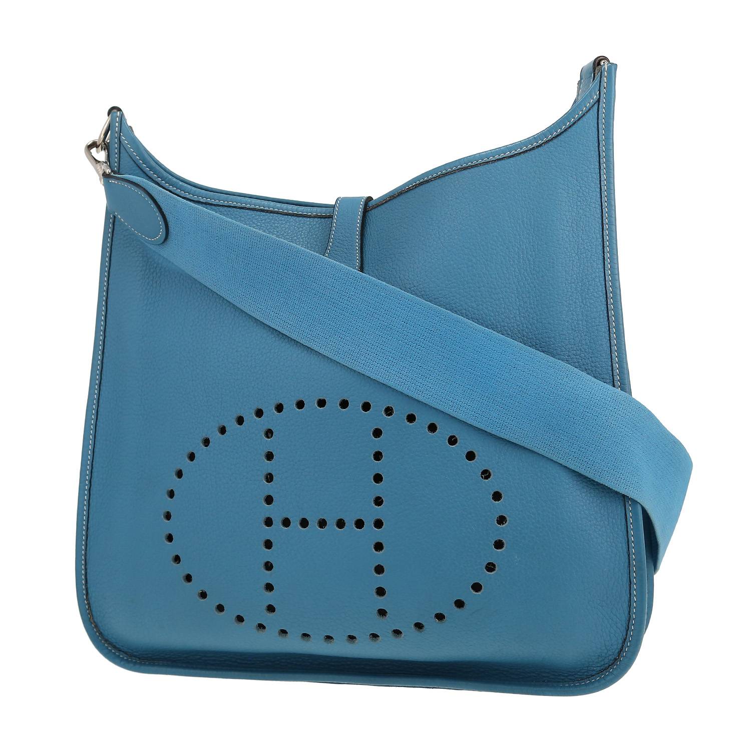 Bolso bandolera Hermès  Evelyne en cuero togo azul