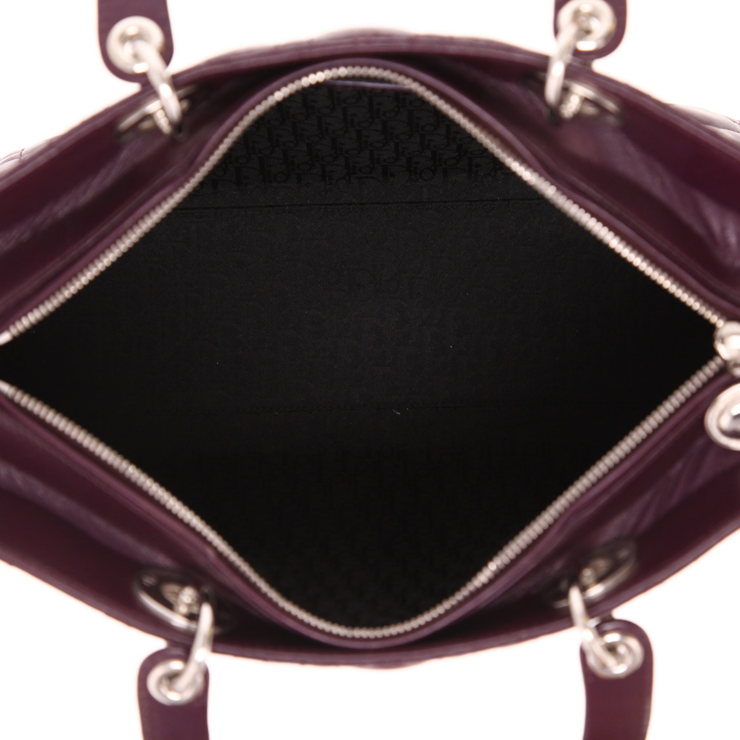 Sac à main Dior Lady Dior en cuir cannage violet - Detail D3