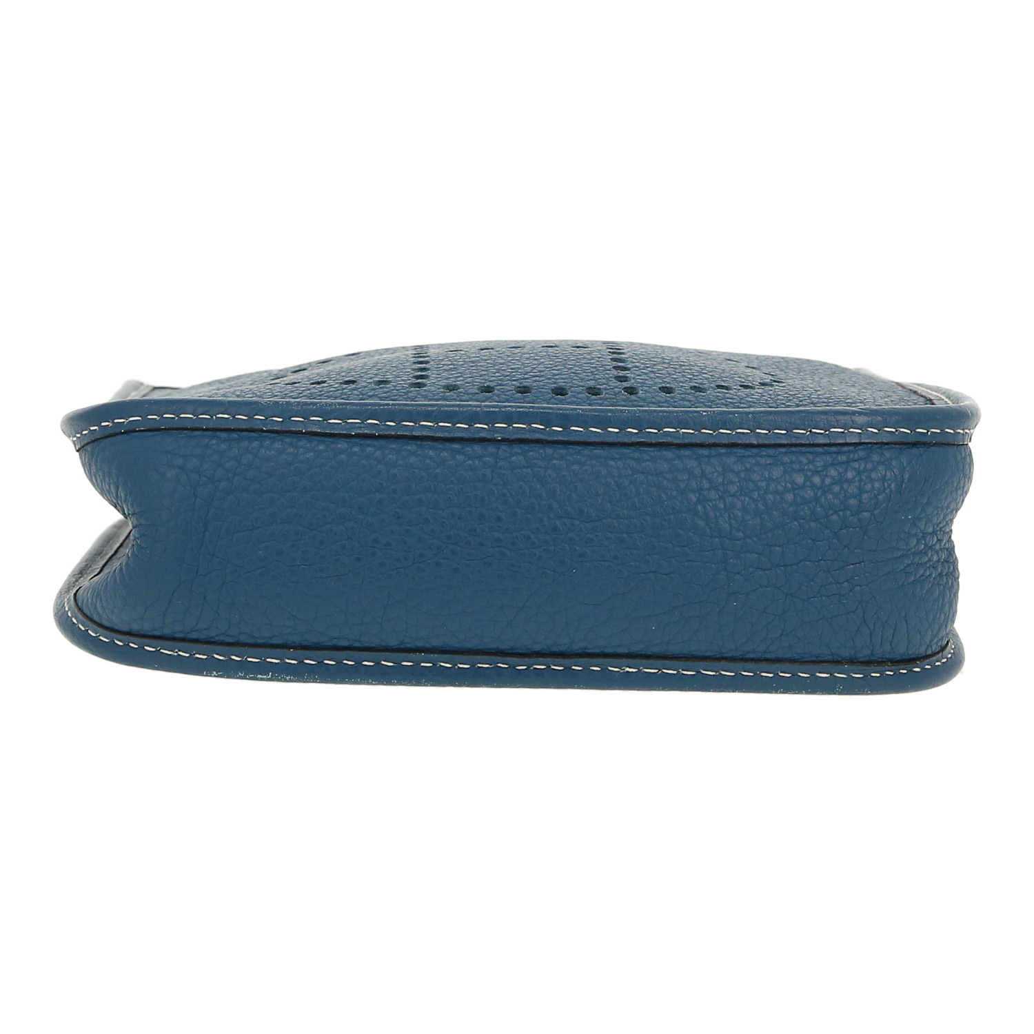 Bolso bandolera Hermès  Mini Evelyne en cuero taurillon clémence azul Colvert - Detail D1