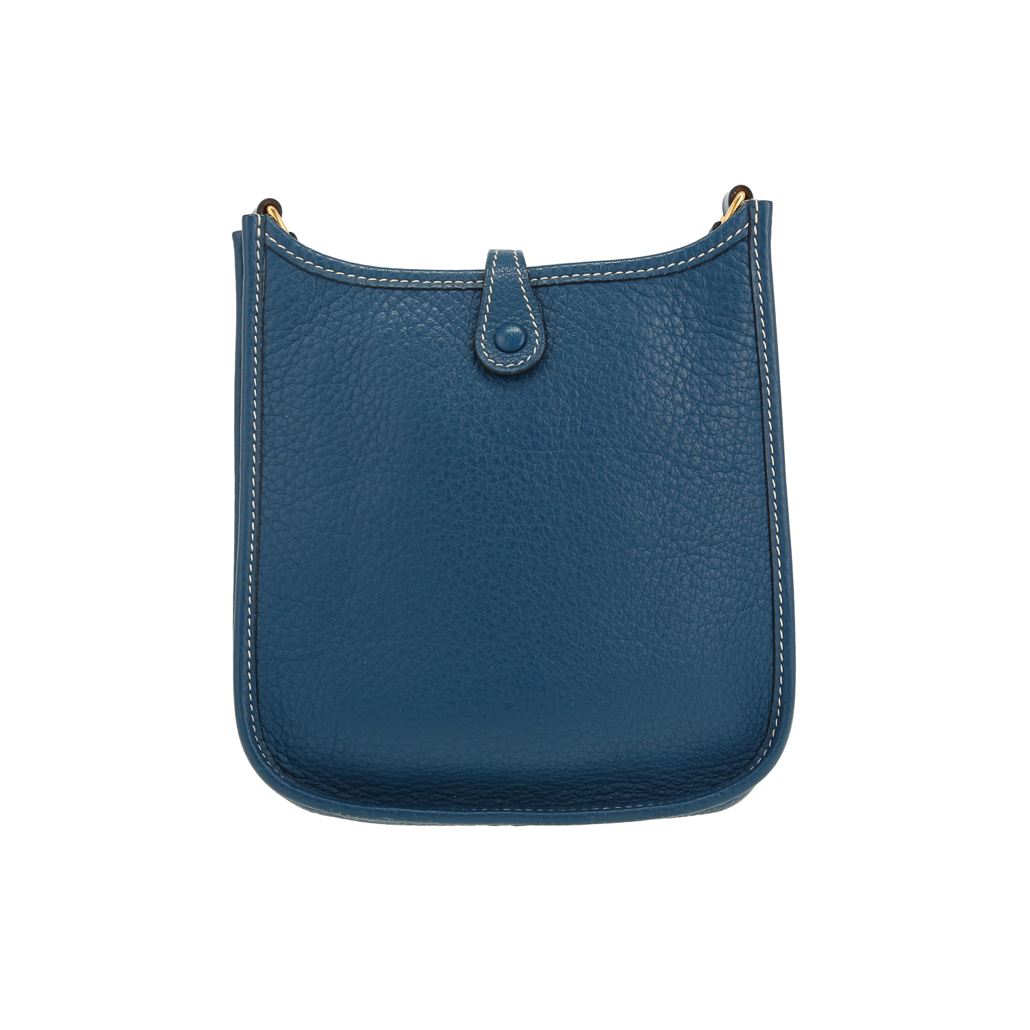 Sac bandoulière Hermès  Mini Evelyne en cuir taurillon clémence bleu Colvert - Detail D4