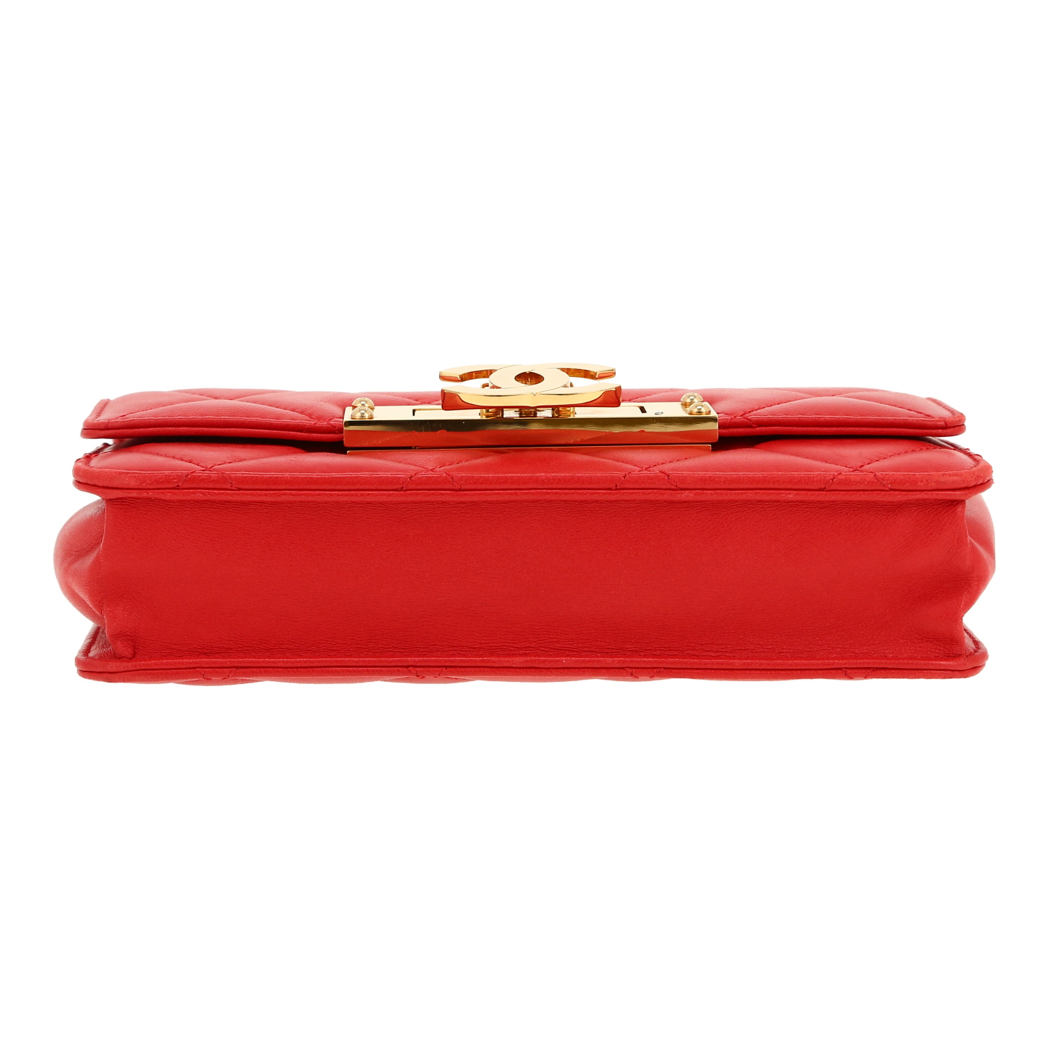 Borsa a tracolla Chanel Wallet on Chain in pelle trapuntata rossa - Detail D1