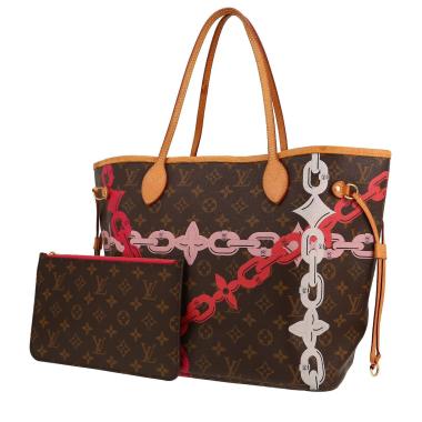 Sac cabas Louis Vuitton  Neverfull Editions Limitées moyen modèle  en toile monogram marron et cuir naturel