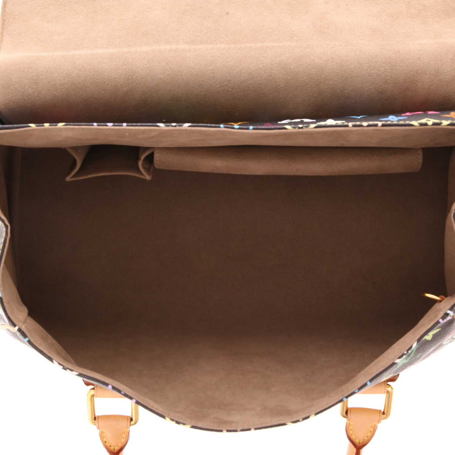 Bolso de mano Louis Vuitton  Editions Limitées en lona Monogram multicolor y negra y cuero natural - Detail D3