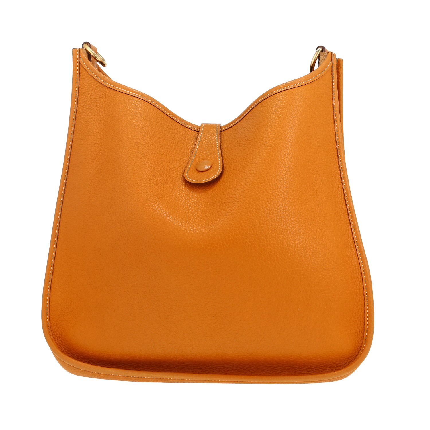 Bolso bandolera Hermès  Evelyne en cuero Ardenne color oro - Detail D4