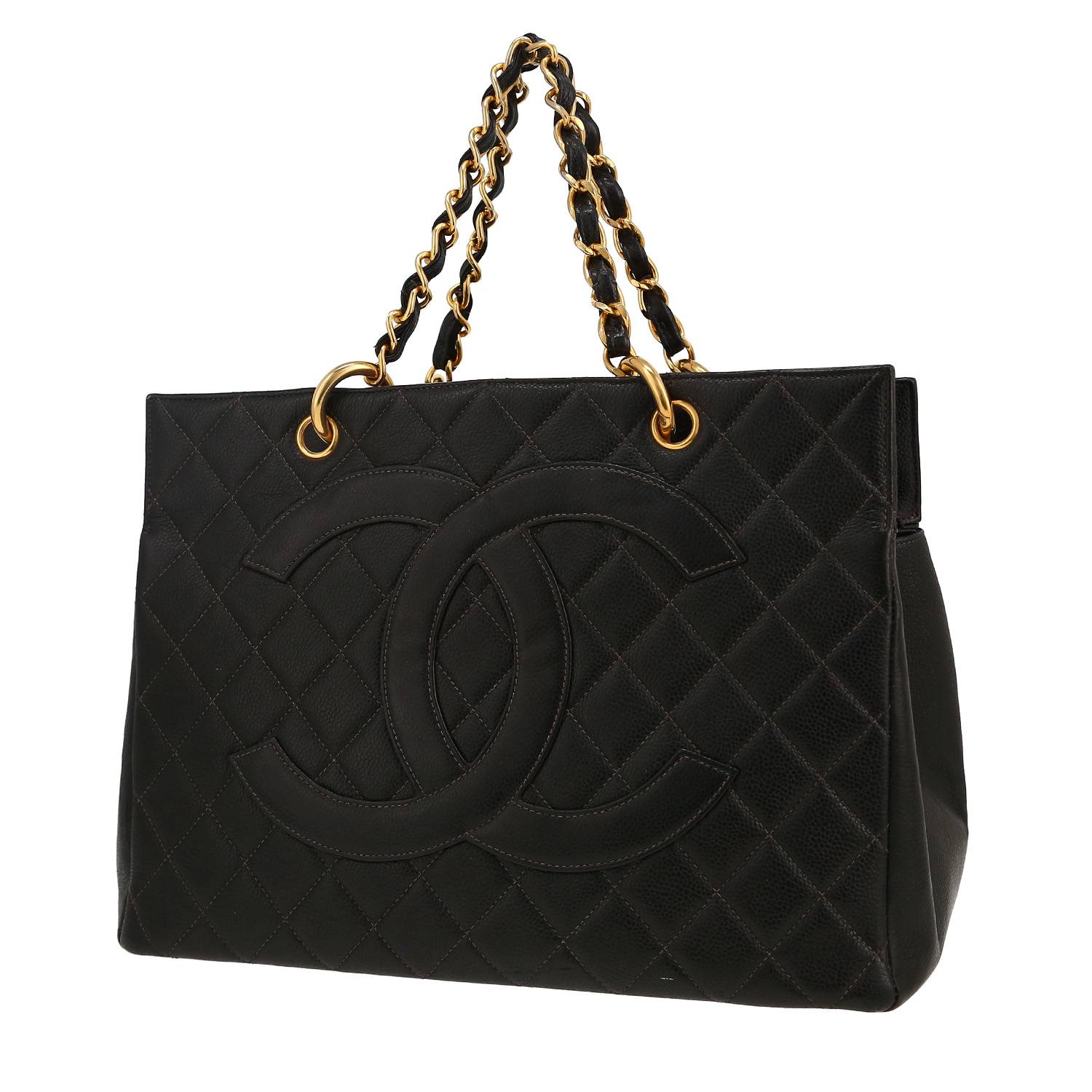 Bolso de mano Chanel  Shopping GST en cuero granulado acolchado negro