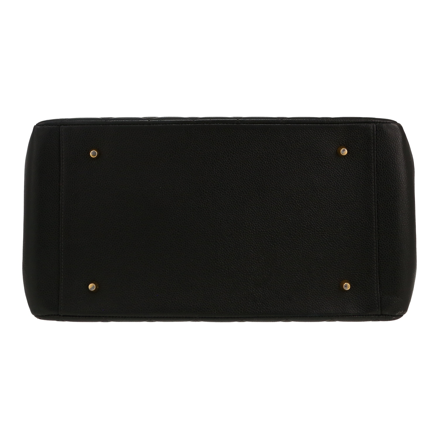 Chanel Shopping GST handbag in black quilted grained leather - Detail D1