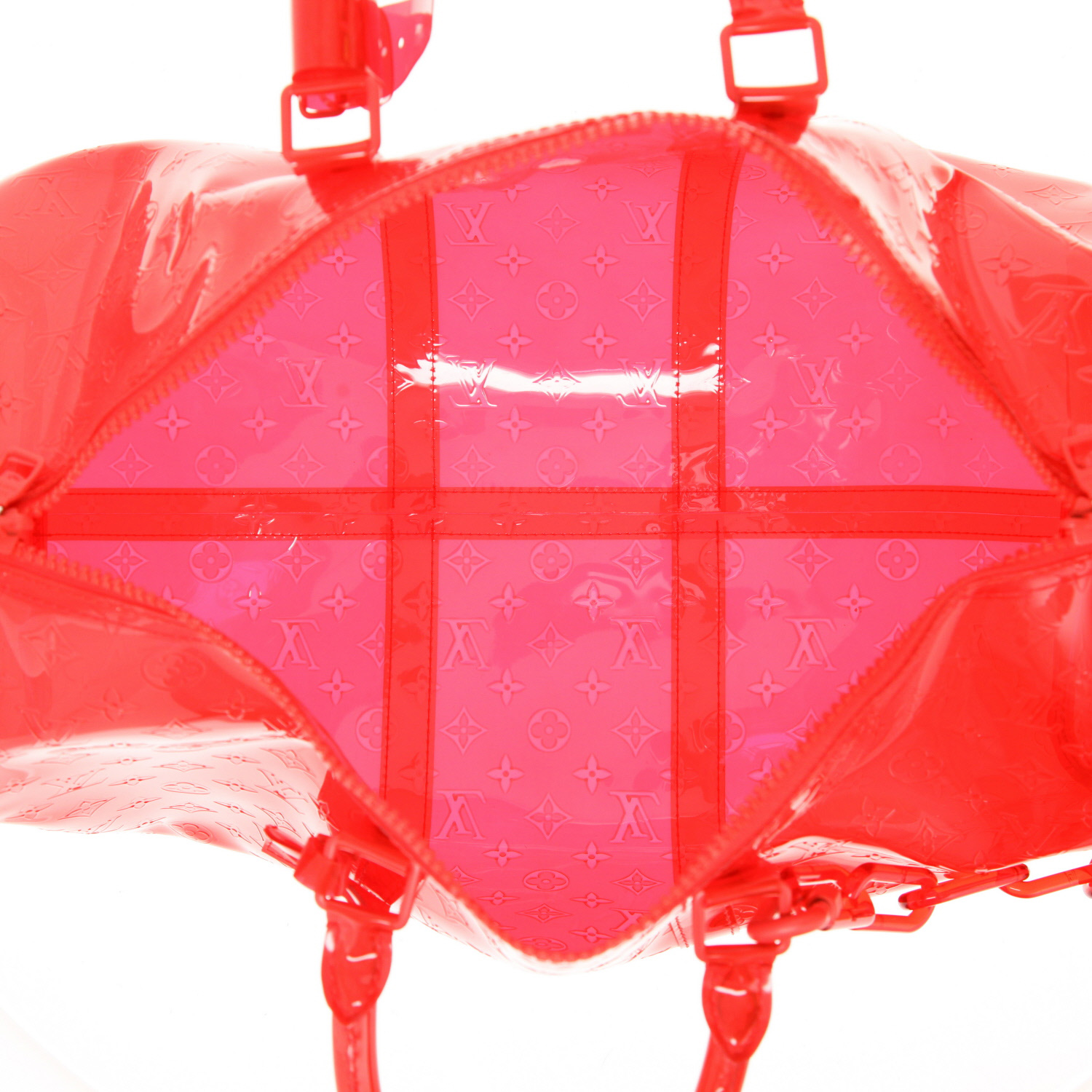 Borsa da viaggio Louis Vuitton  Keepall Editions Limitées in PVC rosso - Detail D3