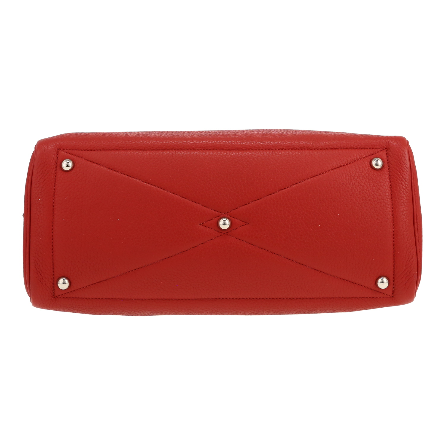 Bolso de mano Hermès  Victoria en cuero togo rojo - Detail D1