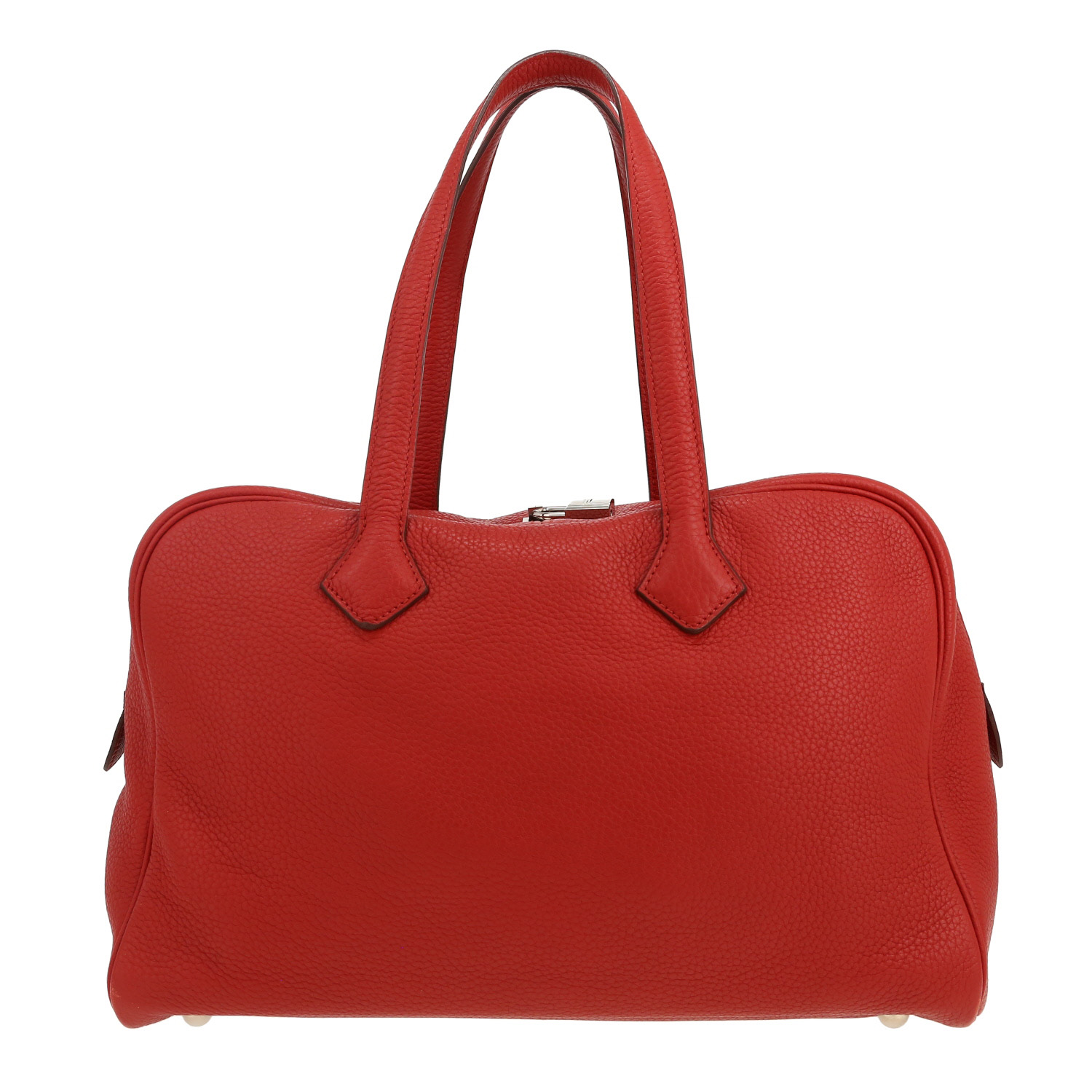 Bolso de mano Hermès  Victoria en cuero togo rojo - Detail D4