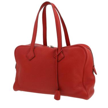 Bolso de mano Hermès  Victoria en cuero togo rojo