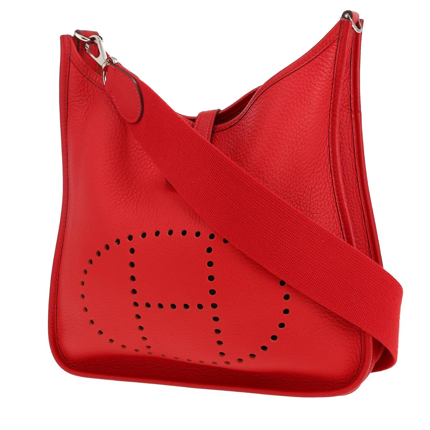 Bolso bandolera Hermès  Evelyne en cuero togo rojo