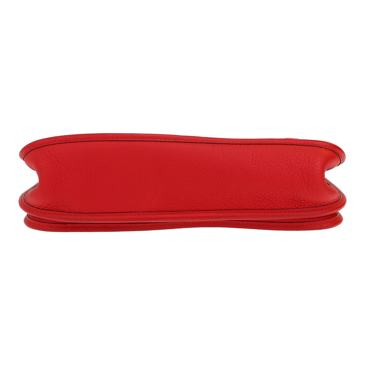 Sac bandoulière Hermès Evelyne en cuir togo rouge - Detail D1