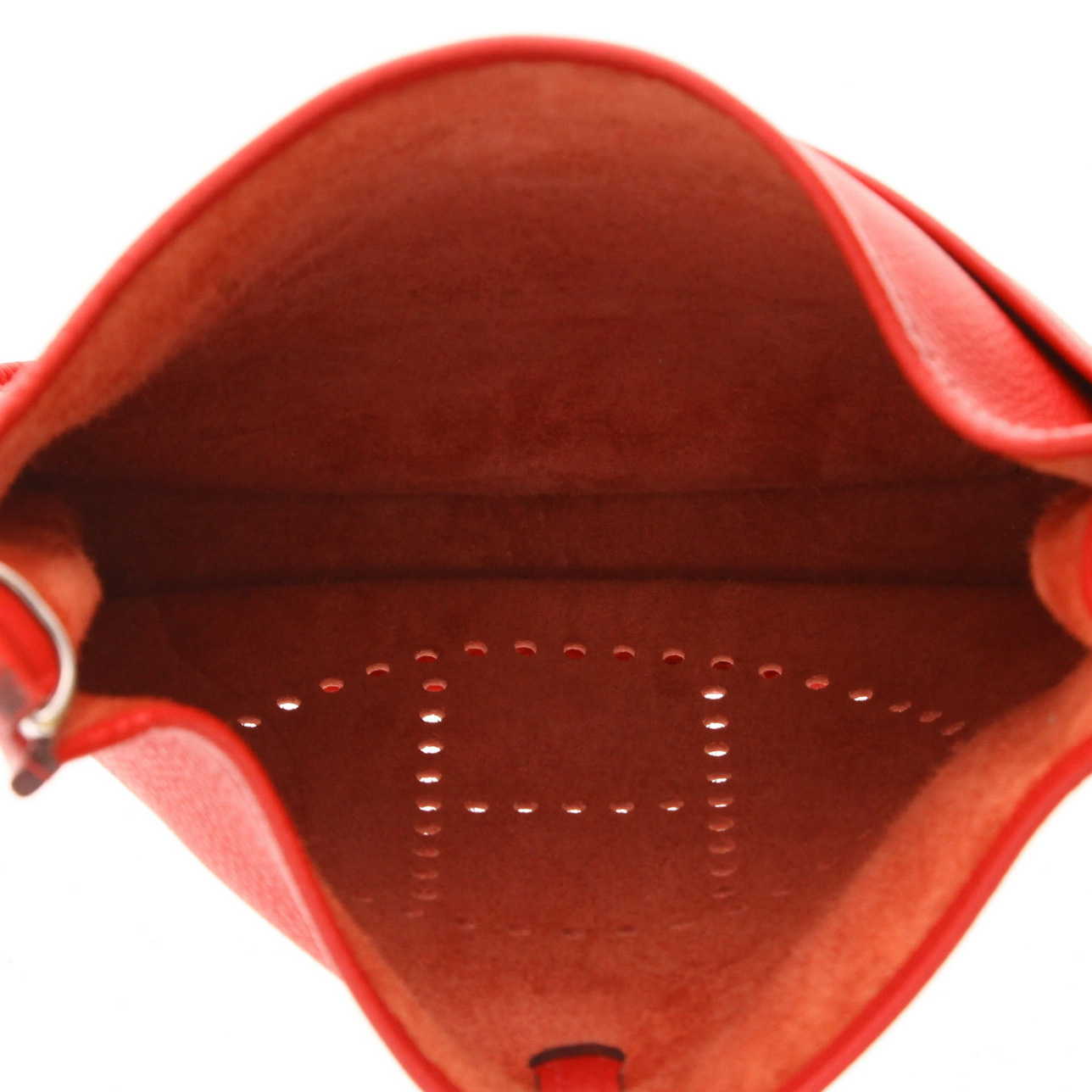 Sac bandoulière Hermès Evelyne en cuir togo rouge - Detail D3